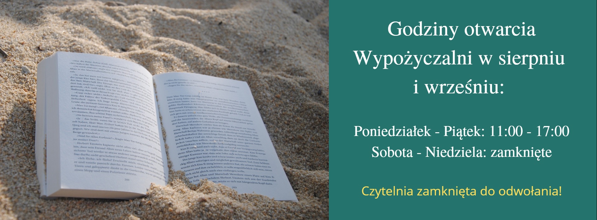 You are currently viewing Godziny otwarcia – sierpień i wrzesień