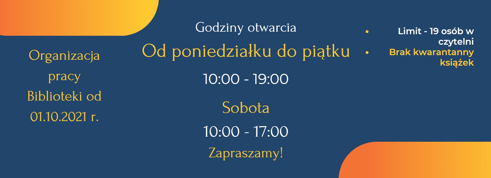 You are currently viewing Organizacja pracy Biblioteki od 01.10.2021 r.