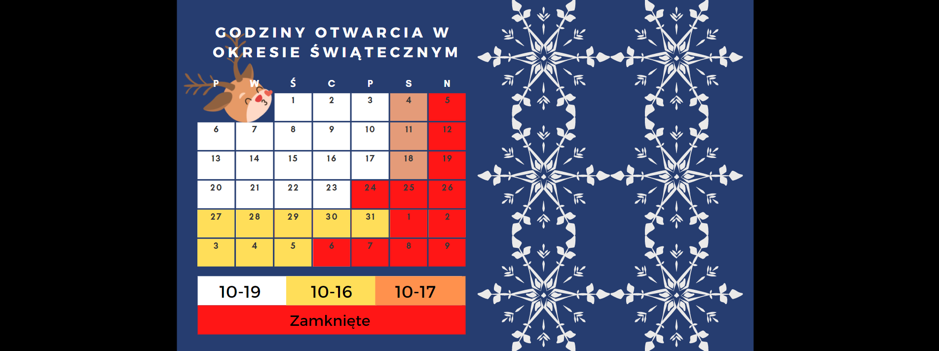 You are currently viewing Godziny otwarcia – okres świąteczny 2021