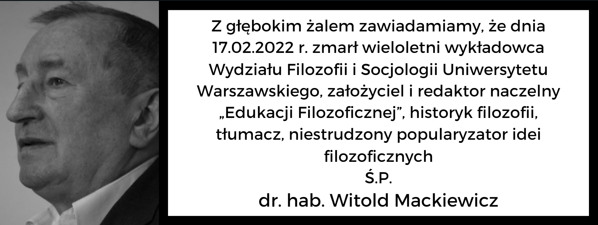 You are currently viewing Zmarł dr. hab. Witold Mackiewicz