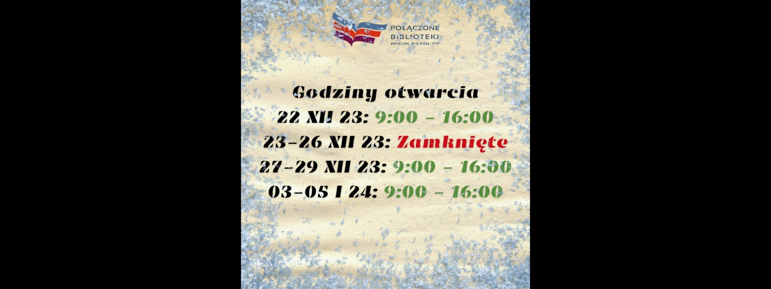 You are currently viewing Godziny otwarcia – Boże Narodzenie 2023
