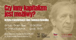 Read more about the article Czy inny kapitalizm jest możliwy? Krytyka transformacji i idee Tadeusza Kowalika – 15.04.2026, 18:00