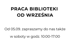 Read more about the article Praca biblioteki od września